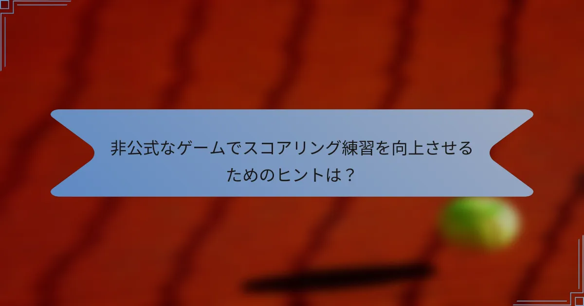 非公式なゲームでスコアリング練習を向上させるためのヒントは？