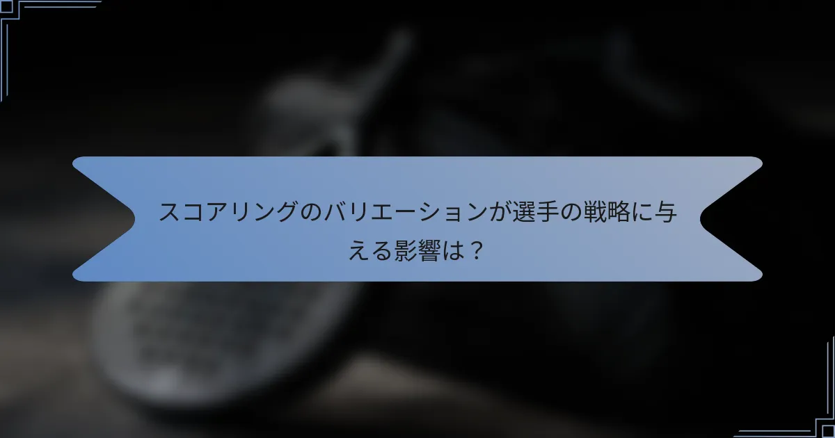 スコアリングのバリエーションが選手の戦略に与える影響は？